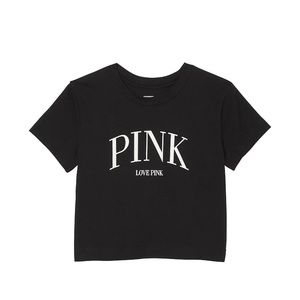 VICTORIA SECRETS WOMANS CROP TOP SHORT SLEEVE CROP TOP SZ MEDIUM NWT IN BLACK